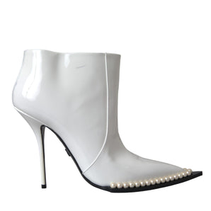 Dolce & Gabbana White Pearl Leather Pumps Heels Boots Shoes