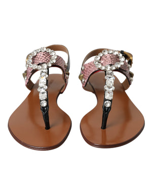 Dolce & Gabbana Multicolor Crystal Sandals Flip Flops Shoes