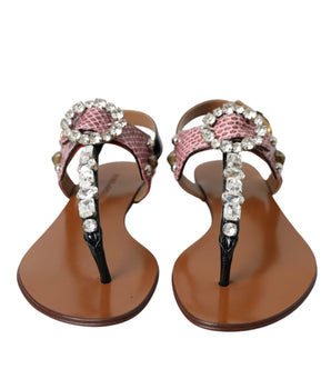 Dolce & Gabbana Multicolor Crystal Sandals Flip Flops Shoes