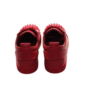 Christian Louboutin Louis Junior Spikes Orlato  Red Leather Sneakers