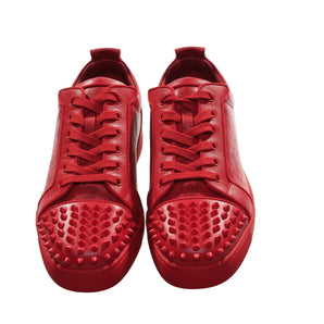 Christian Louboutin Louis Junior Spikes Orlato  Red Leather Sneakers