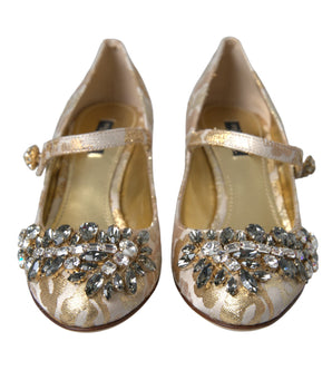 Dolce &amp; Gabbana Zapatos de tacón Mary Janes con cristales en jacquard dorado