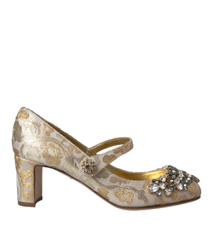 Dolce &amp; Gabbana Zapatos de tacón Mary Janes con cristales en jacquard dorado