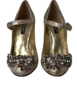 Dolce &amp; Gabbana Zapatos de tacón Mary Janes con cristales en jacquard dorado