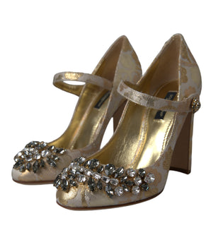 Dolce &amp; Gabbana Zapatos de tacón Mary Janes con cristales en jacquard dorado