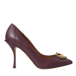 Dolce & Gabbana Bordeaux Leather Heart DEVOTION Pumps Shoes