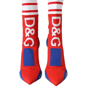 Dolce &amp; Gabbana Botines estilo calcetín elásticos rojo azul Zapatos con logo