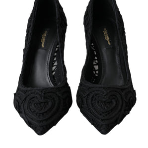 Dolce & Gabbana Black Cordonetto Ricamo Pump Heels Shoes