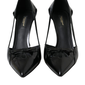 Dolce & Gabbana Black Calf Leather Pointed Heels Pumps Shoes