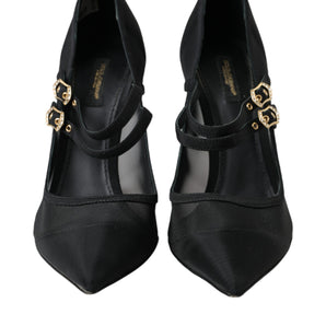 Dolce & Gabbana Black Mesh Mary Janes Heels Pumps Shoes