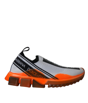 Dolce & Gabbana Black White Orange Slip On Sorrento Sneakers Shoes