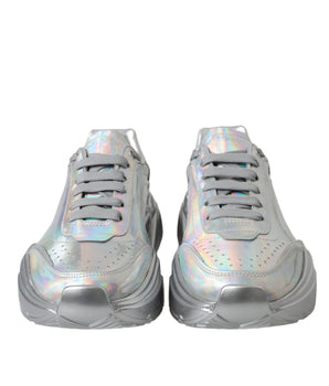 Dolce & Gabbana Silver Iridescent DAYMASTER Leather Sneakers Shoes