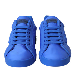 Dolce & Gabbana Blue Leather Fabric Low Top Sneakers Shoes