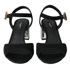 Dolce & Gabbana Black Crystal Ankle Strap Keira Sandal Shoes