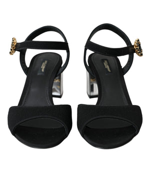 Dolce & Gabbana Black Crystal Ankle Strap Keira Sandal Shoes