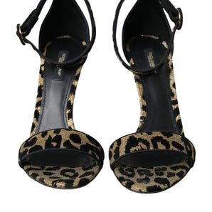 Dolce & Gabbana Gold Leopard Lurex High Heel Sandals Shoes