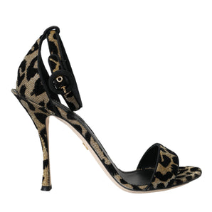 Dolce & Gabbana Gold Leopard Lurex High Heel Sandals Shoes