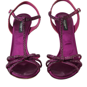 Dolce & Gabbana Purple Strass Ankle Strap Heels Sandals Shoes