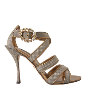 Dolce &amp; Gabbana Zapatos sandalias con tacón con tira de cristal en bronce