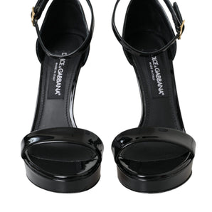 Dolce & Gabbana Black KEIRA Leather Heels Sandals Shoes