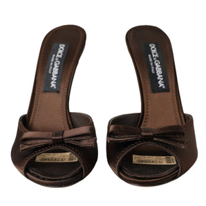 Dolce & Gabbana Brown Suede Leather Slides Heels Sandals Shoes