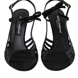 Dolce & Gabbana Black Sandals Stilettos Suede Strap Shoes