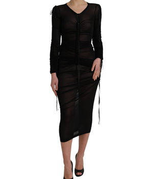 Dolce &amp; Gabbana Vestido midi ajustado transparente negro