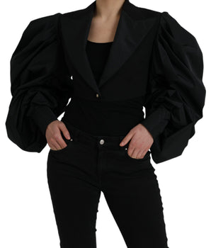 Dolce &amp; Gabbana Chaqueta corta con mangas abullonadas de poliéster negro