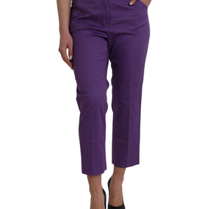 BENCIVENGA Purple Cotton MidWaist Straight Cropped Pants