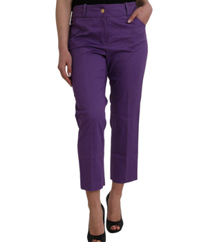 BENCIVENGA Pantalones cortos rectos de cintura media de algodón morado