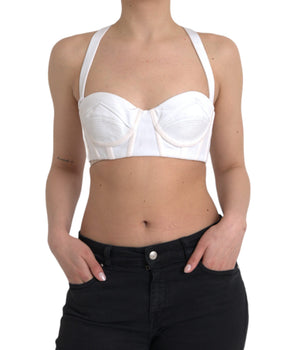 Versace top corto sin mangas de viscosa blanco Bustier