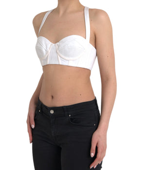 Versace top corto sin mangas de viscosa blanco Bustier