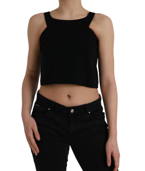 Dolce &amp; Gabbana Top corto sin mangas con cuello redondo y mangas negras