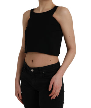 Dolce &amp; Gabbana Top corto sin mangas con cuello redondo y mangas negras