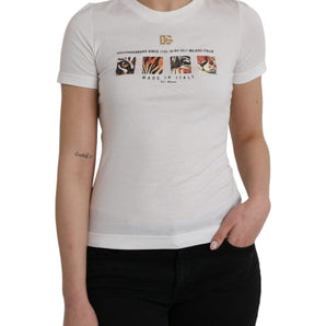 Dolce & Gabbana White Cotton Short Sleeves Crew Neck T-shirt