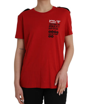 Dolce &amp; Gabbana Camiseta roja con cuello redondo y estampado gráfico de algodón