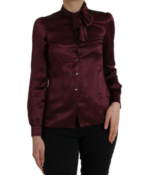 Dolce &amp; Gabbana Blusa de manga larga con cuello Ascot granate