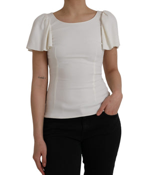 Dolce & Gabbana White Viscose Round Neck Short Sleeves Top