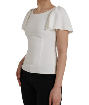 Dolce & Gabbana White Viscose Round Neck Short Sleeves Top