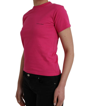 Balenciaga Camiseta de manga corta con cuello redondo de algodón rosa