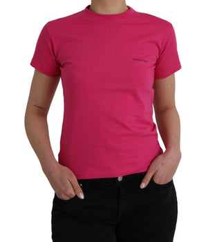 Balenciaga Camiseta de manga corta con cuello redondo y algodón rosa