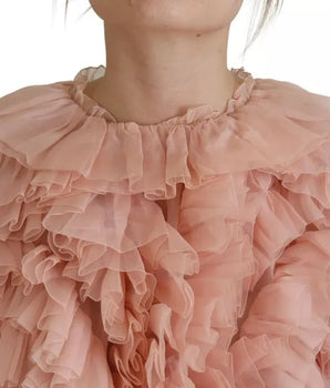 Dolce &amp; Gabbana Jersey rosa de manga larga con volantes