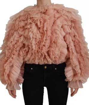 Dolce &amp; Gabbana Jersey rosa de manga larga con volantes