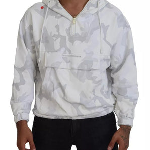 Dolce & Gabbana White Camouflage Hooded Sweatshirt Sweater