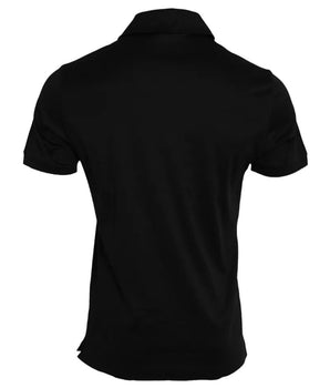 Dolce & Gabbana Black Logo Cotton Collared Polo Top T-shirt