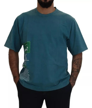 Dolce & Gabbana Blue Logo Print Crewneck Tee Cotton T-shirt