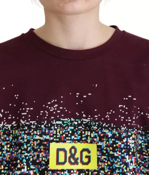 Dolce &amp; Gabbana Camiseta de algodón con cuello redondo y estampado Bordeaux D&amp;G