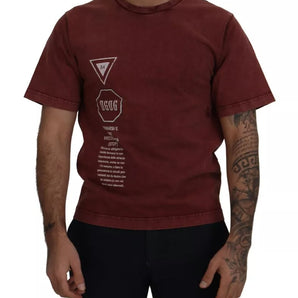 Dolce & Gabbana Maroon Printed Crewneck Tee Cotton T-shirt