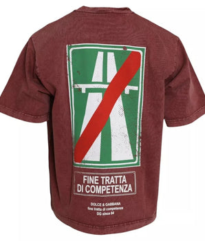 Dolce & Gabbana Maroon Print Round Neck Short Sleeves T-shirt