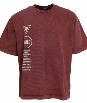 Dolce & Gabbana Maroon Print Round Neck Short Sleeves T-shirt